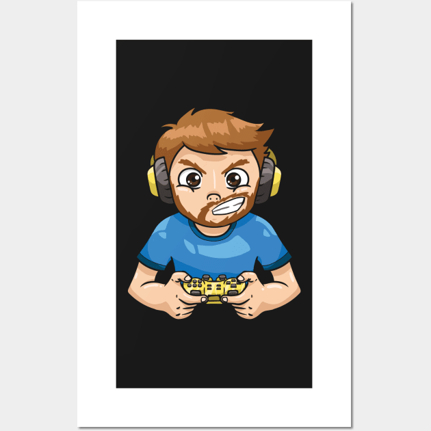 GAMING: Angry Bearded Gamer Wall Art by woormle